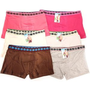 Jongensboxershorts - 4-Pack - Bruin/Grijs/Ecru - Katoen - 9/10 Jaar - Maat 140/146