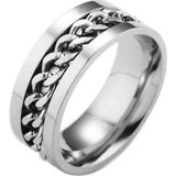 Anxiety Ring - (Kettinkje) - Stress Ring - Fidget Ring - Anxiety Ring For Finger - Draaibare Ring - Spinning Ring - Zilver - (21.75mm / maat 68)