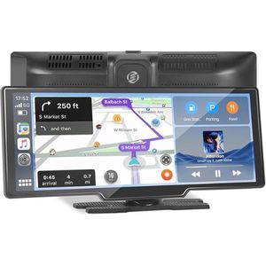Equivera Carplay Scherm - Carplay Scherm - Carplay Monitor - Draagbare Carplay Scherm - Draadloze Scherm voor Carplay - Autoscherm - Apple Carplay - Android Carplay - Touchscreen Display