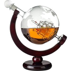 Whiskey karaf wereldbol opvallend vaderdagcadeau voor papa - whiskycadeaus voor mannen - cadeau-ideeën voor mannen - borreldecanter bourbon rum - 850 ml