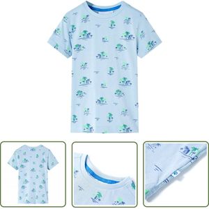 vidaXL Meisjes Hemd - Kinderhemd - Kindershirt 92 lichtblauw - Jongens Hemd - Zomerhemd - Kortmouwig Hemd