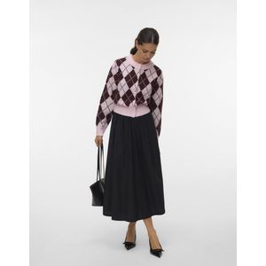 VERO MODA geruite gebreid vest roze