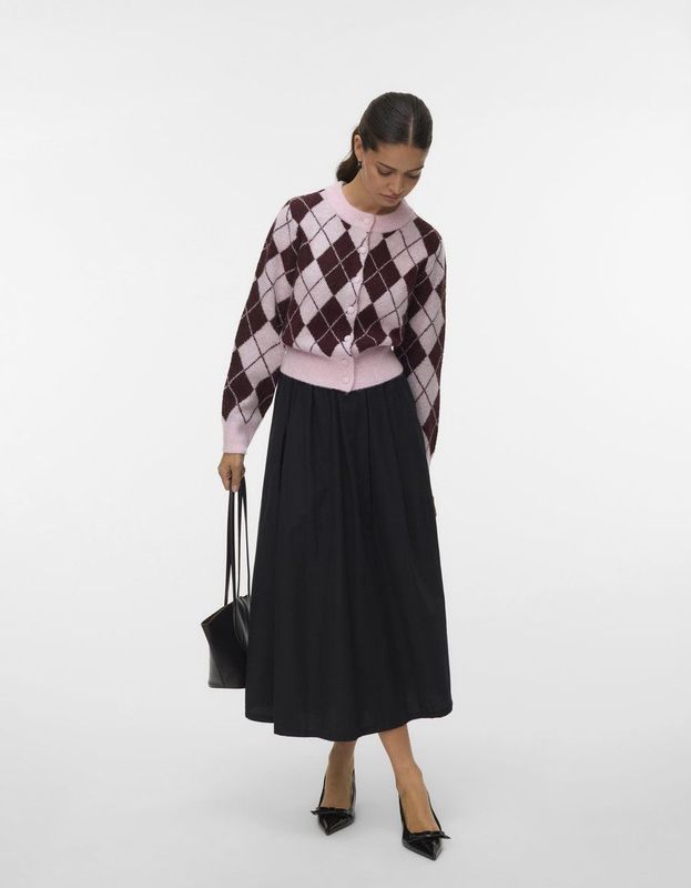 VERO MODA geruite gebreid vest roze