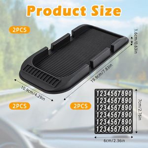 2 stuks antislipmatten auto d, ronde anti-slip pads siliconen telefoonhouder voor dashboard met parkeernummerveld voor mobiele telefoon zonnebril sleutels, zwart