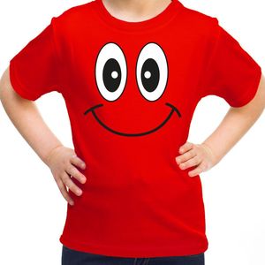 Bellatio Decorations Verkleed t-shirt voor kinderen/meisje - smiley - rood - feestkleding 134/140