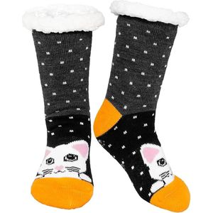 Dames Huissokken Stoppersokken Wintersokken: Knuffelsokken Warm Dik Sokken met ABS Anti-slip Zolen, Binnenste Fleece, Grappig Dierenpatroon Kerstsokken 1 Paar Maat 35-41