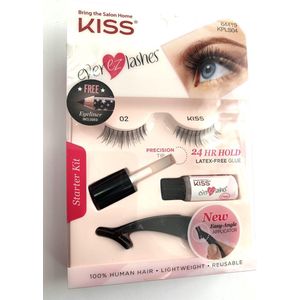 Kiss Everez Ligh Lashes 100% Natuurlijk Haar + Lijm+Applicator+Eyeliner 02/64419/KpLS04