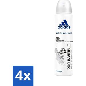 Adidas - Pro Invisible - Deodorant spray - 48 uur Bescherming - 150ml - Voordeelverpakking - 4 stuks