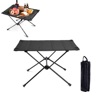 Campingtafel Inklapbaar - Inklapbare Tafel - Kampeertafel Opvouwbaar - Met Opbergtas - 60 x 40 x 40 Cm - Klaptafel - Vouwtafel - Tuintafel - Afneembaar Bureaublad - Draagbaar - Waterdicht - Zwart