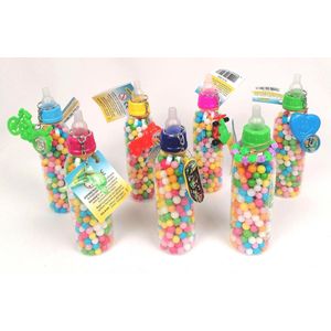 Babyflesje met snoep - geboortetraktatie - 25 flesjes a 100 gram suikerparels - diverse kleuren - babyflesje met cadeautje