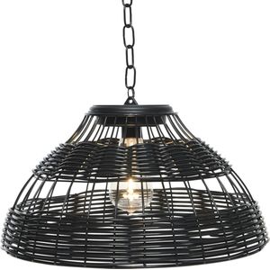 Lumineo hanglamp - SOLAR - zwart - 37 x 37 x 20 cm - Rotan lampenkap - Weerbestendig - Decoratieve hanglampen - LED