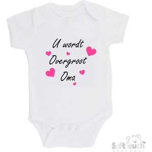 100% katoenen Romper ""U wordt overgroot oma"" Unisex Katoen Wit/zwart/roze Maat 62/68 Zwangerschap aankondigen - Bekendmaking zwangerschap - Zwangerschapsaankondiging