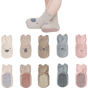 Baby Sokken - 5 Paar - Baby Sokjes - Antislip Sokken - Kind Sokken - Kind Baby - Veelkleurig - Maat M - 1-3 Jaar Oud - Enkelsokken - Slofsokken Baby - Warme Sokken - Sokken - Newborn - Kraam Cadeau