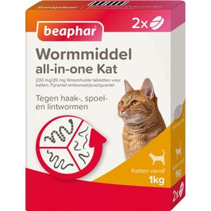 Beaphar All-in-one Wormtabletten Kat Vanaf 1 kg 2 tabletten
