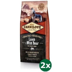 2x12 kg Carnilove lamb / wild boar adult hondenvoer