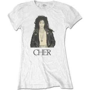 Cher - Leather Jacket Dames T-shirt - XXL - Wit