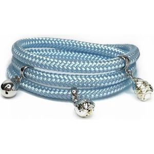 NIEUW - Jolla - dames wikkelarmband - zilver - touw - bedels - Charm Rope Wrap - Baby Blauw
