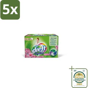 5 x Dreft - Wasmiddelcapsules - Touch of Pink - Geurige verzorging - 16 Wasbeurten - Grootverpakking - Wasmiddelcapsules - Plasticvrije Verpakking - Duurzame Wasmiddelen - Kleurenbehoud - Stofbescherming