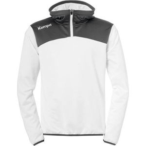 Kempa Emotion 2.0 Hoody met 1-4 Rits Kind Wit-Antraciet Maat 116