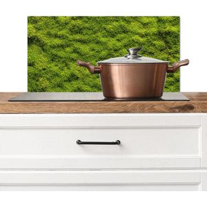 Spatscherm keuken 60x30 cm - Kookplaat achterwand Mos - Natuur - Groen - Muurbeschermer - Spatwand fornuis - Hoogwaardig aluminium