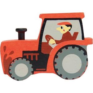 Tender Leaf Toys Tractor Junior 8 Cm Hout Rood