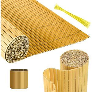 Privacyscherm mat 100x500 cm privacy hek windscherm balkonscherm PVC bamboe UV-bestendig