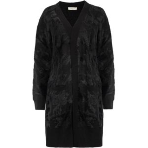 NED Vest Padstow Ls Rmj Furry Print Knit 25w1 U386 01 Black Black Dames Maat - S