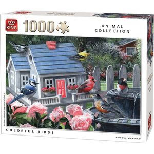 King Puzzel 1000 Stukjes (68 x 49 cm) - Colorful Birds - Legpuzzel - Kleurrijke Vogels