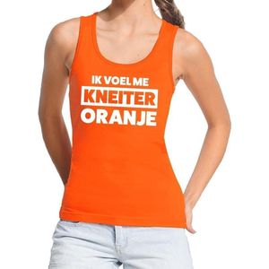 Oranje tekst tanktop / mouwloos shirt Ik voel me kneiter oranje voor dames -  Koningsdag kleding M