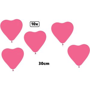 10x Hartjes ballon 30cm roze - Barbie Liefde hart Festival feest party verjaardag landen helium lucht thema