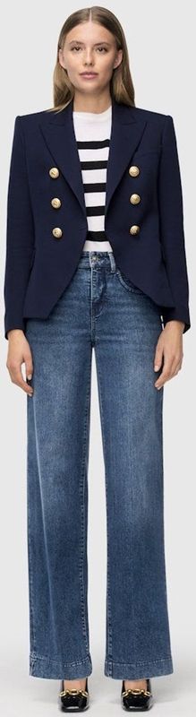 Wide fit jeans met viscose, model 'Palazzo'