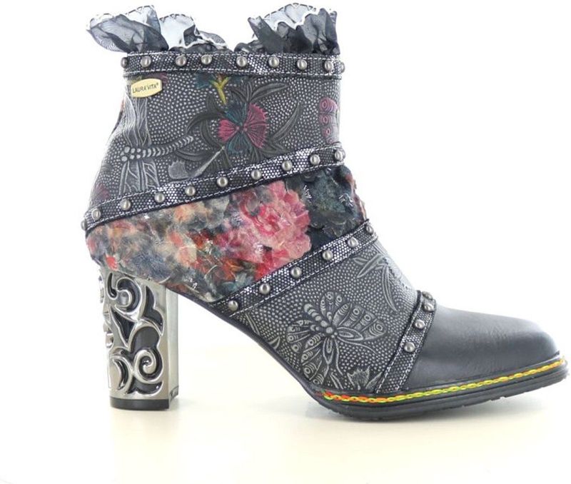 Laura Vita - Ledao 35 - Enkellaars - Hoogwaardig Leer - Bloemendessin