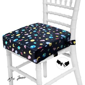 Mrs. Jones Taeku Stoelverhoger Cartoon Draagbaar Zitverhoger Kinderstoel met 2 Veiligheid Sgespen Wasbaar Booster Zitting voor Eettafel Eetkamerstoel Stoel Pads Ruimte Zwart .