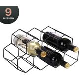 Wijnrek Hexagon 9 Flessen | Flessenrek | Wijn Accessoires | Wijnkast | Wijnrek Metaal | Wijnrekken | Wijnfleshouder | Wijnhouder | Zwart