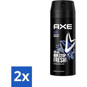 2 x Axe Deodorant Bodyspray Click 150 ml - Deodorant - Deodorant Spray - Axe Click - 48 Uur Bescherming - Frisheid