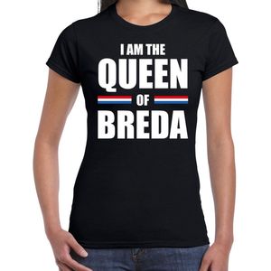 Koningsdag t-shirt I am the Queen of Breda - zwart - dames - Kingsday Breda outfit / kleding / shirt L