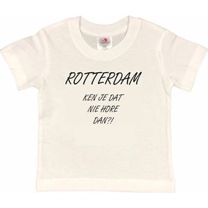 Rotterdam Kinder t-shirt | Rotterdam ken je dat nie hore dan?! | Verjaardagkado | verjaardag kado | grappig | jarig | Rotterdam | Feyenoord | cadeau | Cadeau | Wit/zwart | Maat 86/92