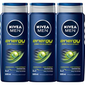 NIVEA MEN Energy Douchegel - 3 x 500 ml - Voordeelverpakking