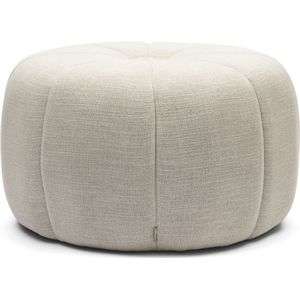 Riviera Maison Poef Beige, Kruk, Voetenbank, Rond - Falcone Stool - Linnen, hout - (ØxH) 72x41.0