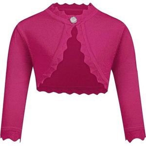 Gebreid Meisjesvest - Klassiek Ontwerp - Knoopsluiting - Ronde Hals - Lange Mouwen - Kort Lichaam - Gemaakt Van Katoen En Polyester - Verkrijgbaar In Beige En Fuchsia - Geschikt Voor 6-7 Jaar - Perfect Voor Dagelijks Gebruik En Speciale Gelegenheden