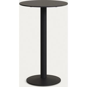 Kave Home - Zwarte ronde hoge Esilda-buitentafel met zwart gelakte metalen poot Ø 60 x 96 cm