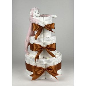 Chouette-Chouette | Luiertaart Meisje | Kraamcadeau | Geboorte Meisje | Babyshower | Tuttle Aap Mickey Pink - Koper