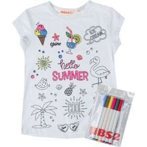 T-shirt met leuke prints om zelf in te kleuren ( meisjes)
