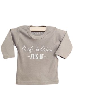 Miniwonder shirt - lief klein zusje - zand met witte opdruk - lange mouw - maat 56