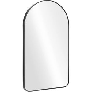 wandspiegel in frame - 45x80 cm in boogvormig design - Spiegel inclusief bevestigingsmateriaal - Op te hangen of neer te zetten - Zwart