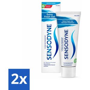 2 x Sensodyne - Tandpasta - Extra Fresh Gel - Verfrissend - 75 ml - Tandpasta Gevoelige Tanden - Sensodyne - Frisse Adem - Tandplak Verwijderen - Fluoride