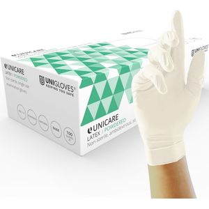 Onderzoekshandschoenen L - Wit Latex Poeder, 100 Stuks
