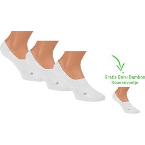 3+1 - Bamboo kousenvoetje - Bamboo footie - Anti zweet sokken - Naadloos - Met silicone rubbertje - Heren en Dames - 4 halen = 3 betalen - Wit - 35/38