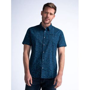 Petrol Industries - Heren All-over Print Overhemd Cocoa Beach - Blauw - Maat XXL