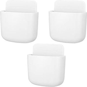 3 stuks opbergdozen voor aan de muur - houders voor afstandsbedieningen - zelfklevende media-organizer - wit